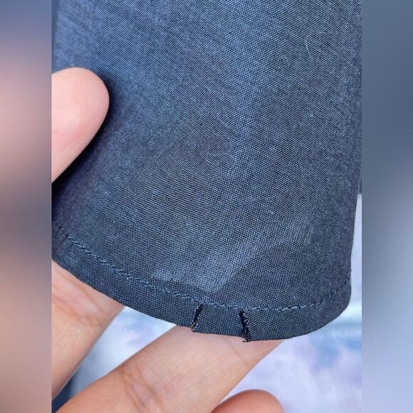 Harshman Womens Mabel Cotton Asymmetrical blue Top large - Picture 9 of 17